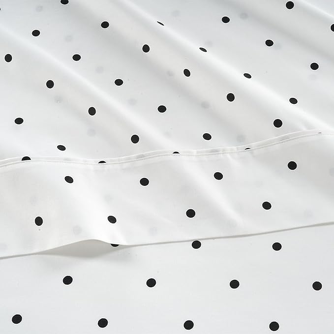 LANE LINEN Sheets for Split King Adjustable Bed – 450 Thread Count 100% Cotton Bedsheets, Soft & Breathable Sateen Sheets, 15” Deep Pocket, Hotel Sheet & Pillowcase Sets, Polka Dot Black