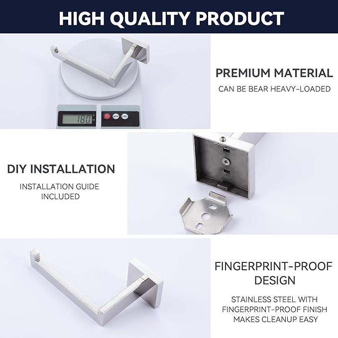 LANC Chrome Toilet Paper Holder, Bathroom Silver Toilet Paper Roll Holder Wall Mount for Kitchen Washroom Modern TP Tissue Holder Dispenser Rustproof Stainless Steel Polished Left, A8807CP-LF