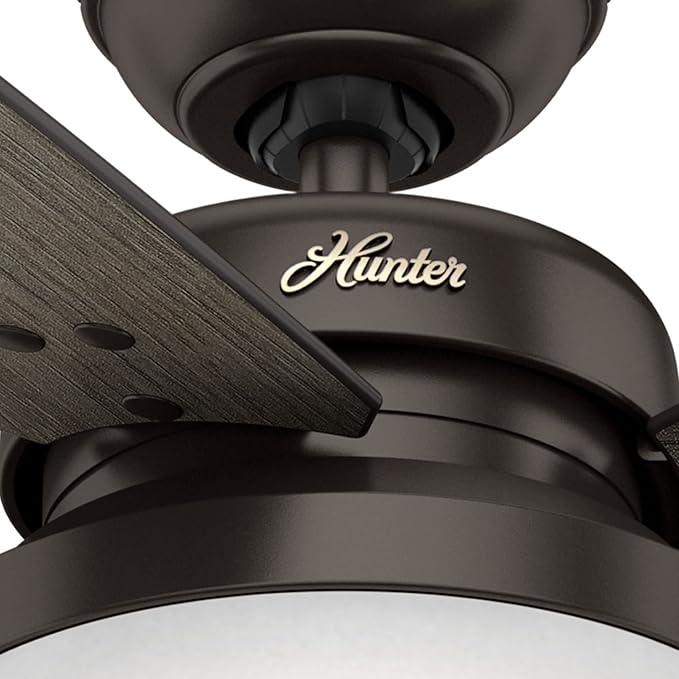 Hunter 52 inch Indoor Ceiling Fan with LED Light and Remote Control - Bronze Ceiling Fan, Standard Mount, 3 Blades, For Bedroom, Living Room, or Kitchen - Sentinel 59210, Premier Bronze