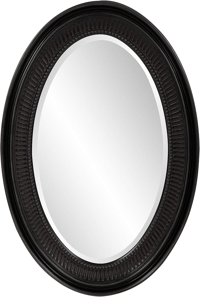 Howard Elliott Ethan Black Oval Decorative Wall Hanging Mirror, Vintage Oval Mirror for Wall Decor Resin Frame Vanity Mirror Perfect for Living Room, Bedroom & Home Decor, 21 x 31 Inch