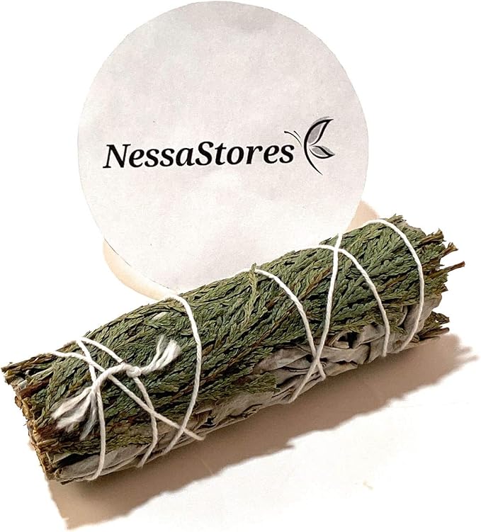 NessaStores 30 pcs California White Sage & Cedar Smudge Sticks, 4-Inch Hand Tied, All Natural, Ethically Sourced for Negative Energy Removal Home Cleansing, & Attracting Positivity JC-