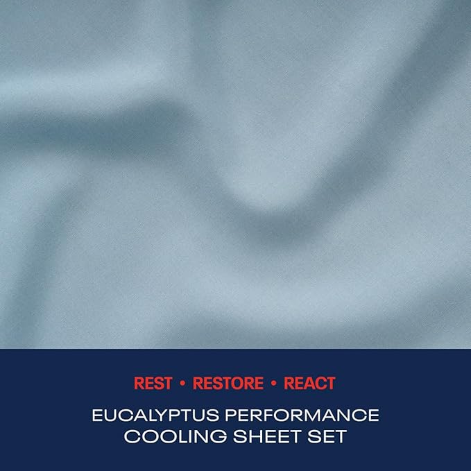 Reebok King Size Sheet Set from Tencel Eucalyptus - Soft, Cooling & Breathable for Hot Sleepers, Deep Pocket Up to 17 Inches, 4Pc Hotel Luxury Bedding Set, Bedsheet & Pillowcases(Niagara Mist, King)