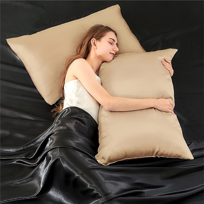 INFIIXSO Mulberry Silk Pillowcase for Hair and Skin, Silk Pillow Cases King Size with Hidden Zipper 20x40 Inches, Super Smooth and Soft Cooling Pillow Cases for Hot Sleepers(Champagne, 1 Pack)