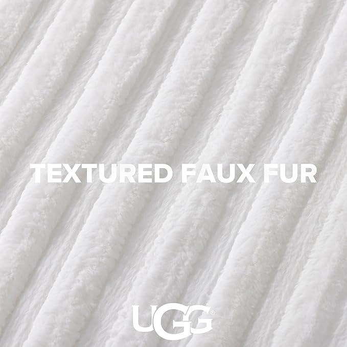UGG King Comforter Set with 2 Pillow Shams Plush Faux Fur Bedding Soft Warm Down Alternative Comforter Washable Hypoallergenic Fluffy Blanket Set for Bedroom, California/King Size, White Snow (Kenzie)