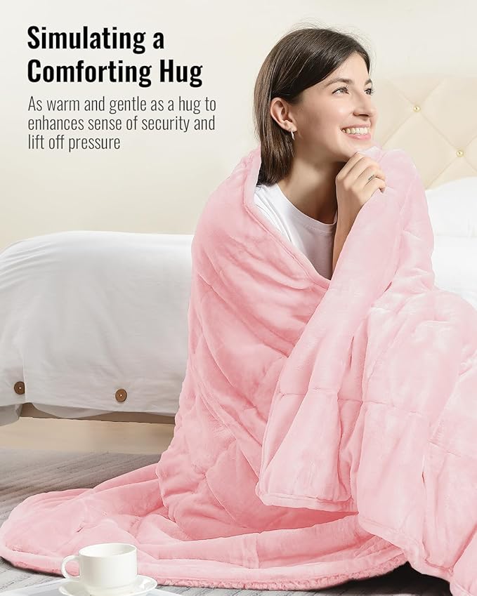 Uttermara Sherpa Fleece Weighted Blanket 12 lbs for Adult, Unicolor Ultra-Soft Fleece and Sherpa, Dual Sided Cozy Plush Blanket for Sofa Bed, 48 x 72 inches, Pink
