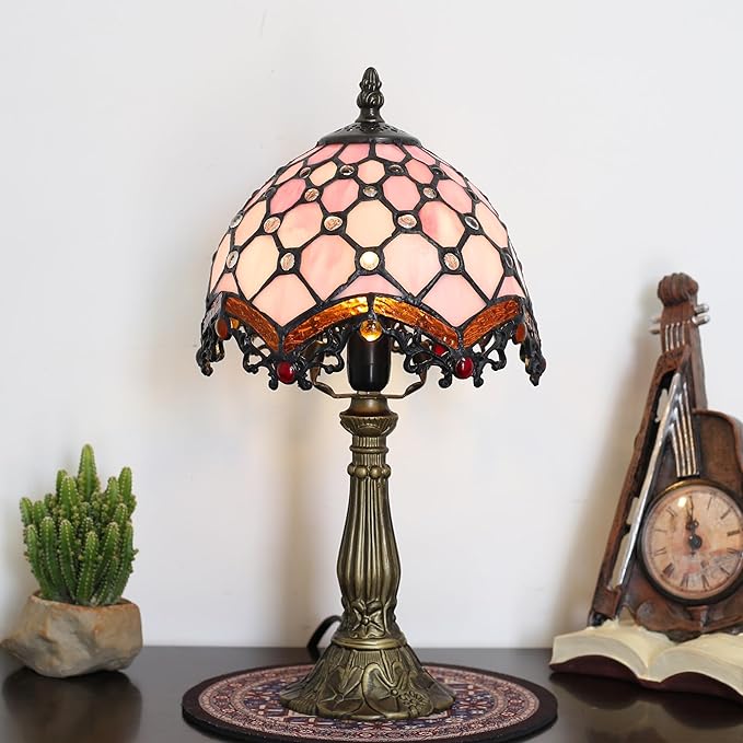 Tiffany Table Lamp Suitable for Bedroom Bedside Tables, Living Rooms, Tiffany lamp, Stained Glass Table lamp, Size 8×8×15 inches, can be Used as a Reading lamp in Home Offices