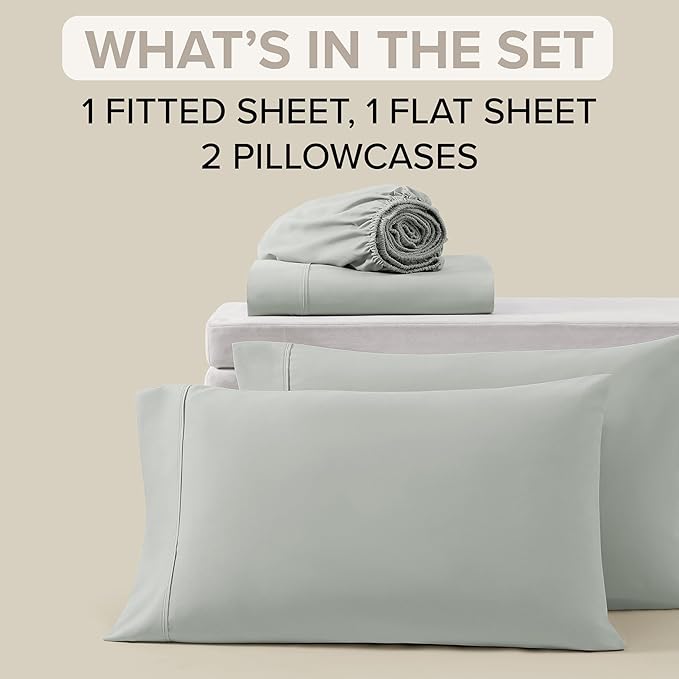 UGG Queen Sheet Set 4-Piece Luxury Cooling Sheets Deep Pockets Premium Bedding with 2 Pillow Shams Hypoallergenic Machine Washable Soft Lightweight Bed Set for Bedroom, Queen, Mineral Green (Hedi)