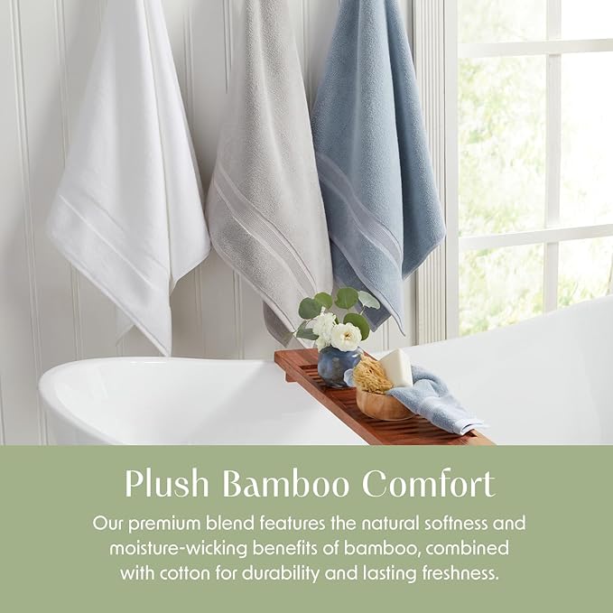 Springtree Home Luxury Bamboo Rayon Bath Towel Set of 4 | 35% Bamboo Rayon - 65% Cotton | Absorbent Quick-Dry Towels for Bathroom | Oeko-TEX Standard 100 Cotton | Pink Shadow