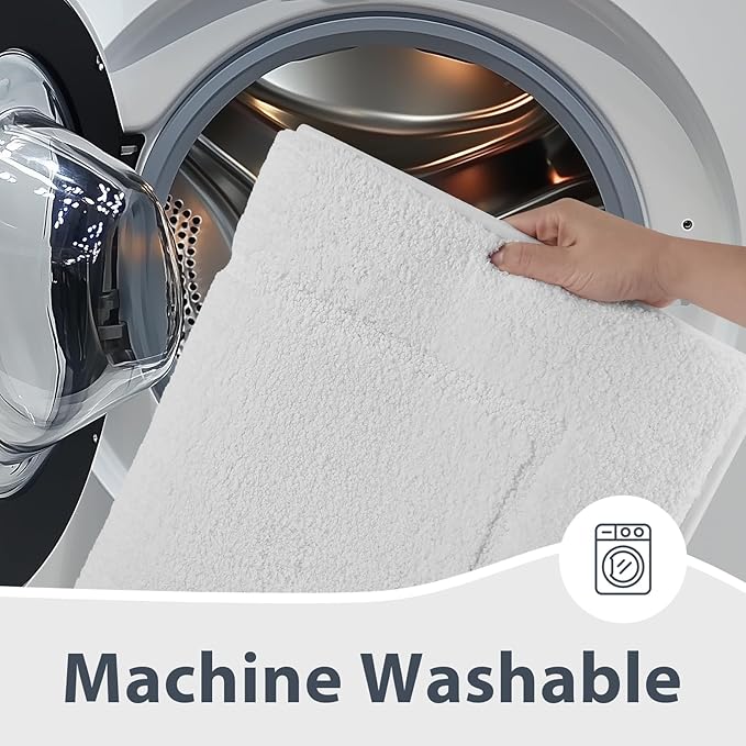 Bathroom Rugs 20" x 30", Non-Slip Extra Soft Absorbent Bath Rugs, Machine Washable Quick Dry Bath Mats for Bathroom Floor, Shower, Bathtub and Sink, White