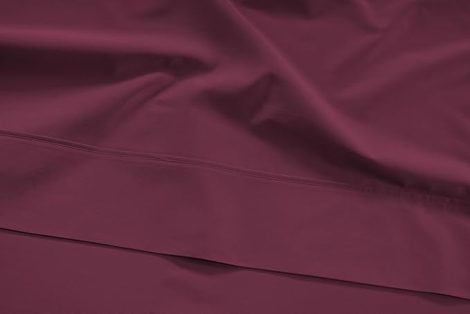 LANE LINEN 100% Cotton California King Size Sheets Set - 4 Pieces - Ultra Soft Sateen Weave, 450 Thread Count - Breathable, Cooling, Durable, 15" Deep Pockets - Windsor Wine