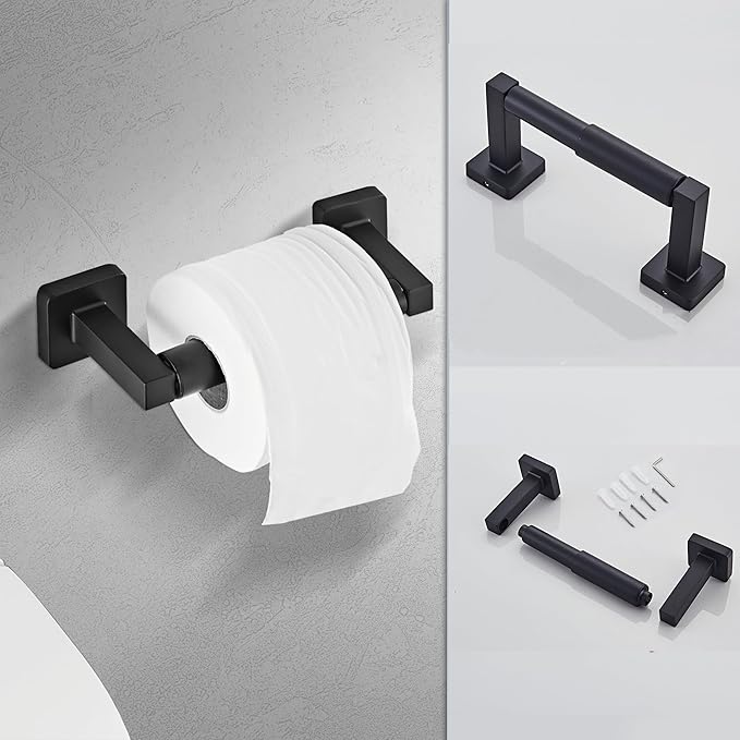 Matte Black Bathroom Hardware Set 8 Pieces,Towel Bar Set Stainless Steel Wall Mounted, Includes 23.6In Hand Towel Bar, Towel Ring, Robe Towel Hooks,Toilet Paper Holder, Bathroom Towel Rack Set