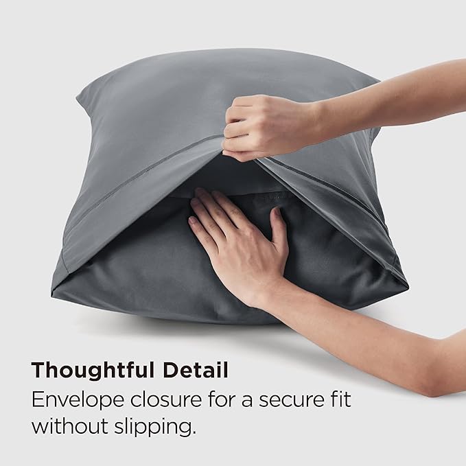 Bedsure Queen Pillow Cases Set of 2 - Dark Grey Double Brushed Microfiber Pillowcases 2 Pack, Super Soft Cooling Pillow Case Covers with Envelope Closure, Wrinkle, Fade and Stain Resistant, 20”x30“