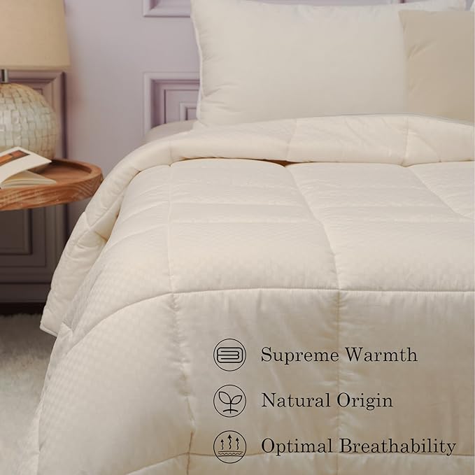 CUDDLE DREAMS Wool Comforter Duvet Insert, 100% Australian Wool Filling with Soft Noiseless Cotton Shell, Natural Warmth (Heavyweight for Winter, King)