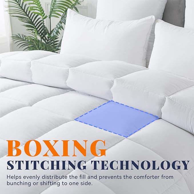 Cosybay Down Alternative Comforter (White, Twin) - All Season Soft Quilted Twin Size Bed Comforter - Duvet Insert with Corner Tabs - Winter Summer Warm Fluffy, 64x88 inches