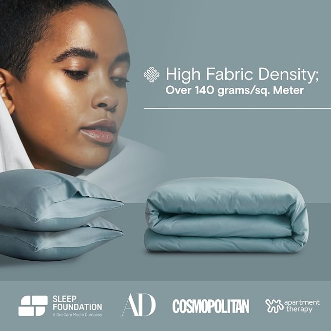 DOZ Duvet Cover Set, 100% Viscose derived from Bamboo, Organically Grown, Buttery Soft, Cooling Duvet Covers, High GSM, 1 Duvet Cover and 2 Pillowcases, 90"x90" (Teal, Full/Queen)