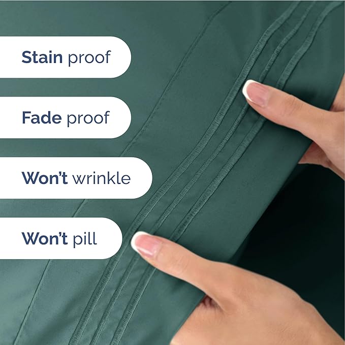 Twin Size 3 Piece Sheet Set - Extra Soft, Breathable & Cooling Sheets - Hotel Luxury Durable Bed Sheets for Women & Men - Deep Pockets, Easy-Fit & Wrinkle-Free Sheets - Dusty Teal Oeko-Tex Bed Sheets
