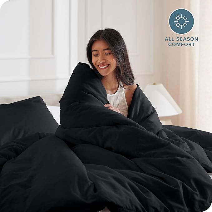 Bare Home Bedding Duvet Cover Extra Long Size - Premium 1800 Super Soft Collection - Lightweight, Cooling Duvet Cover - Soft Breathable Bedding (Twin/Twin XL, Black)