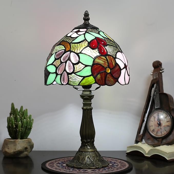 Tiffany Table lamp, Suitable for Bedroom nightstands and Living Rooms. A Colored Glass Table lamp with a Size of 8 inches, which can be Used as a Reading lamp for Home and Office.