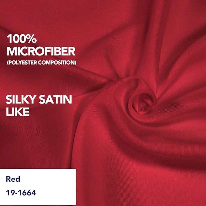 PureFit Wrap Around Ruffled Bed Skirt with Adjustable Elastic Belt - 18 Inch Drop Easy to Put On, Wrinkle Free Bedskirt Dust Ruffles, Bed Frame Cover for Queen, King and C-King Size Beds, Red