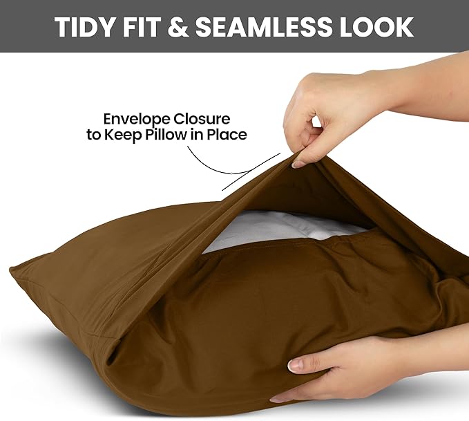 Pillow Covers by Utopia Bedding - Standard Size 2-Pack – Soft Brushed Microfiber – Perfect for Hospitals, Hotels, Guest Rooms – Oeko-TEX Certified, 20x26 Inches (Mocha)