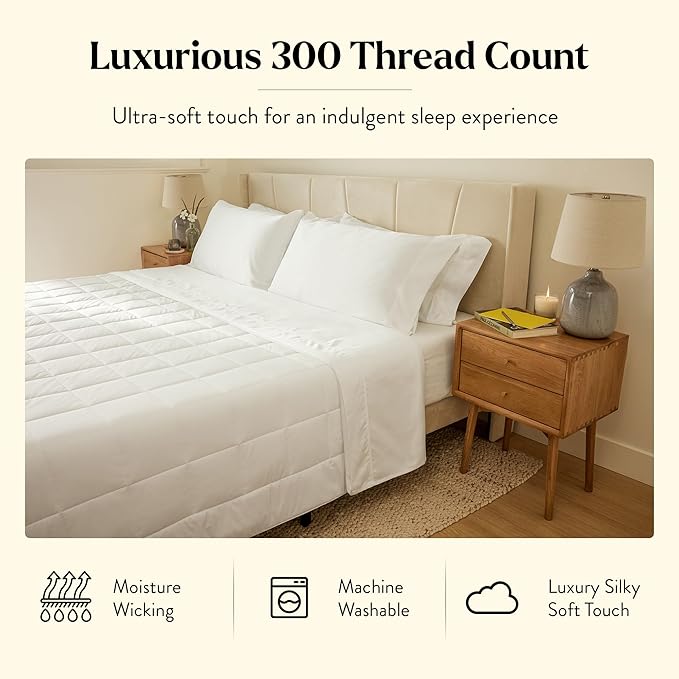 Miracle Made Soft Cooling Comforter – All-Season Silver-Infused Cozy Cotton Fabric – Lightweight, Hypoallergenic Bedding for Hot Sleepers, King Size Blanket, White