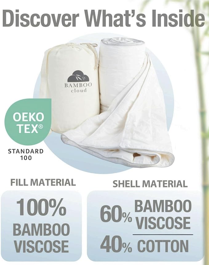 Cooling Comforter, Fill 100% Viscose from Bamboo, Cover 60% Viscose from Bamboo 40% Cotton, Lightweight Duvet Insert, Breathable Summer Quilt, 40x60 inches, for Cot, Crib, Travel, Single, or Throw