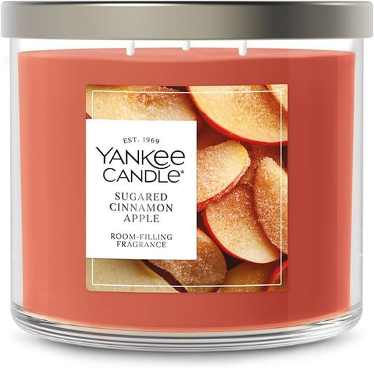 Yankee Candle Sugared Cinnamon Apple, Scented Candle, 14.5oz 3-Wick Candle Jar with up to 40 Hours Burn Time, Giftable