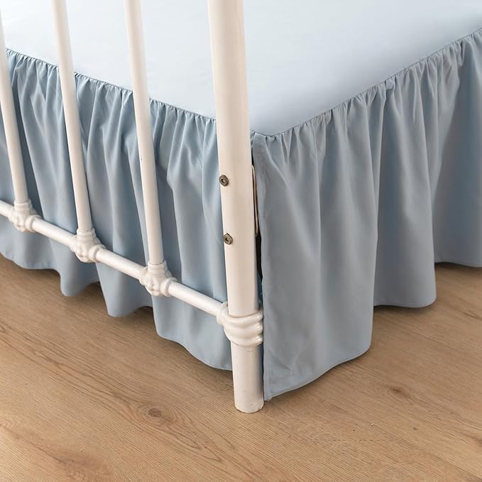 Bed Skirt Queen Size Ruffled Bed Skirt with Split Corners, 14 Inch Drop Dust Ruffle Bed Skirts with Platform, Gathered Style, 100% Microfiber, Grayish Blue