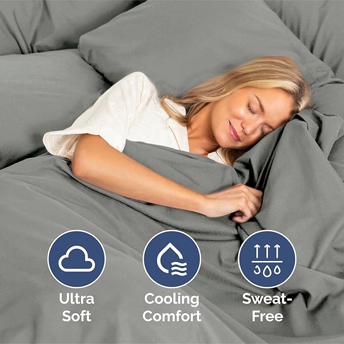 Twin XL Size 3 Piece Sheet Set - Extra Soft, Breathable & Cooling - Hotel Luxury Durable Bed Sheets for Women & Men - Deep Pockets, Easy-Fit & Wrinkle-Free - Slate Grey Oeko-Tex