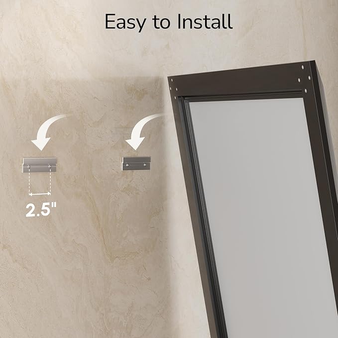 USHOWER Black Bathroom Mirrors for Over Sink, 24x36 Inch Beveled Rectangular Bathroom Vanity Mirror, Brushed Thick Aluminum Framed, Anti-Rust, 4mm Copper-Free Silver Wall Mirror