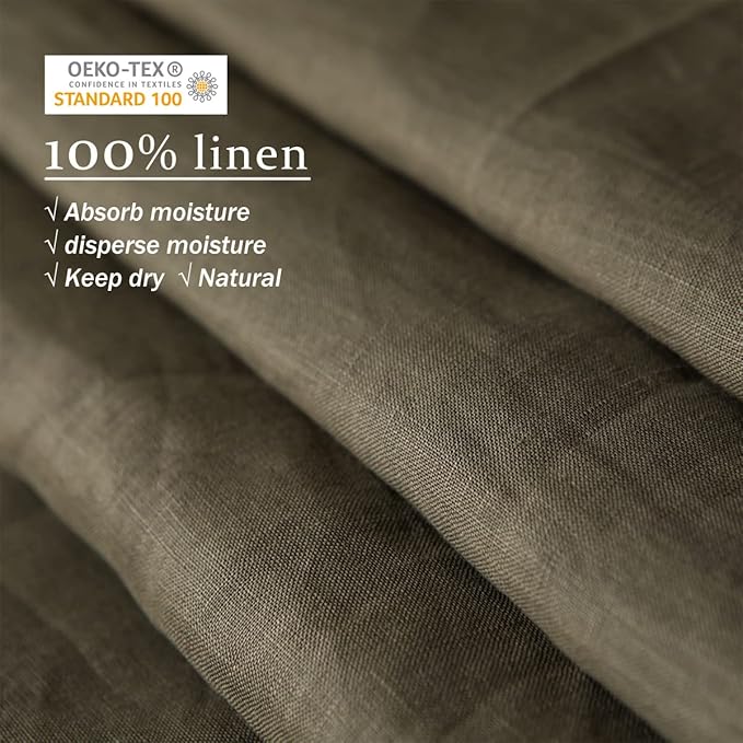 XZ XIFA Olive Green 100% Linen Queen Size Bedding Set, Cooling Duvet Cover with Natural Washed French Flax，Soft,Breathable,Textured,Fluffy Duvet Cover (1 Duvet Cover,2 Pillow Shams)