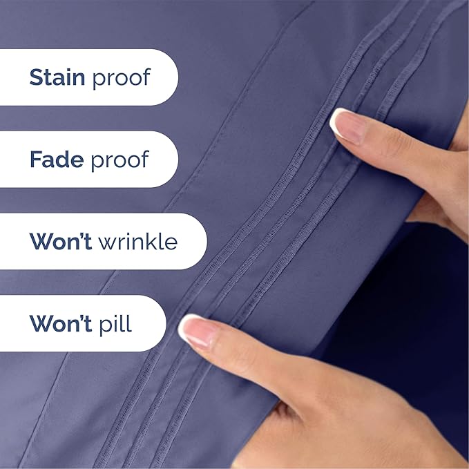 Queen Size 4 Piece Sheet Set - Extra Soft, Breathable And Cooling Sheets - Hotel Luxury Bed Sheets for Women & Men - Deep Pockets, Easy-Fit & Wrinkle-Free Sheets - Twilight Purple Oeko-Tex Bed Sheets