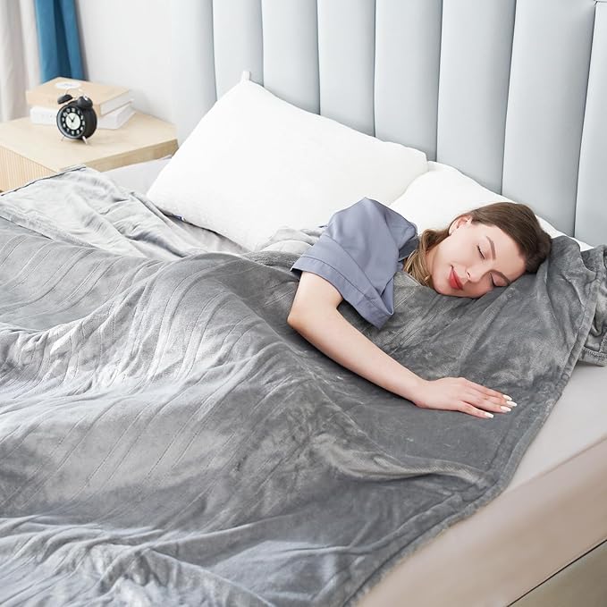 Electric Heated Blanket Queen Size 84"x 90",Dual Control Super Cozy Soft Warm with 6 Heat Levels &1-10 Hours Auto Off, Home Office Use & Machine Washable, Gray