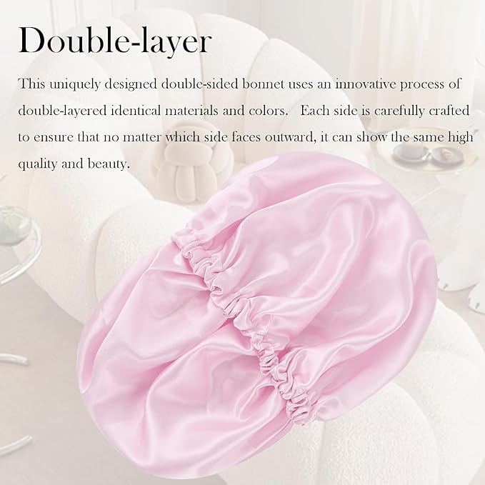 Satin Bonnet Double Layer Silk Bonnet for Sleeping Women Hair Care for Natural Curly