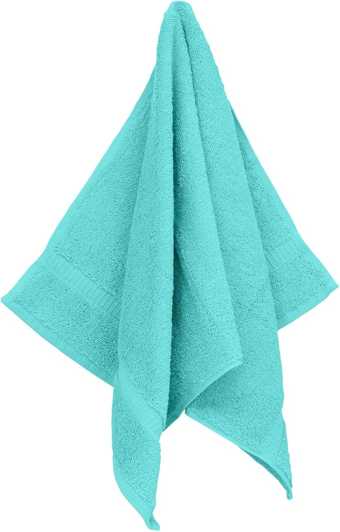 Luxury Hotel & Spa Ultra Soft Hand Towels 100% Turkish Cotton - Aqua Blue - Set of 4