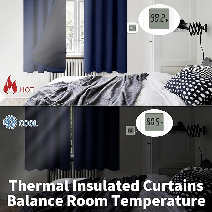 BGment Blackout Curtains for Bedroom 84 Inch Length, Full Room Darkening Thermal Insulated Soundproof Rod Pocket Living Room Window Curtains Drapes, 2 Panels, Each Narrow Panel 38 Inch Wide, Navy Blue