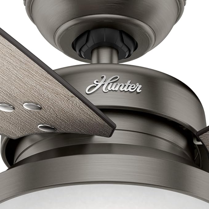 Hunter 52 inch Indoor Ceiling Fan with LED Light and Remote Control - Standard Mount Ceiling Fan, 3 Blades, For Bedroom, Living Room, or Kitchen - Sentinel 59211, Brushed Slate