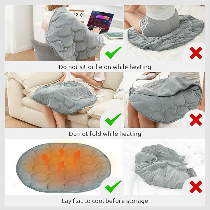 Drewin Weighted Heating Pad for Relax and Calm, Velvet-Soft 7 lbs Electric Lap Blanket for Neck Shoulders Back, Washable Warm Weighted Lap Blanket with 4 Heating Levels, 24" x 29", Grey