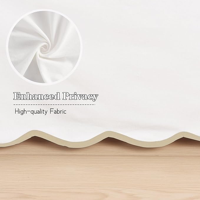 HIG King Bed Skirt - Easy Fit Scallop Edge Pleated Bedskirts with Spilt Coner, 18 Inch Drop Anti-Slip Dust Ruffle, Thick Fabric for Enhanced Privacy, Pre-Washed for Long-Lasting Use, Machine Washable