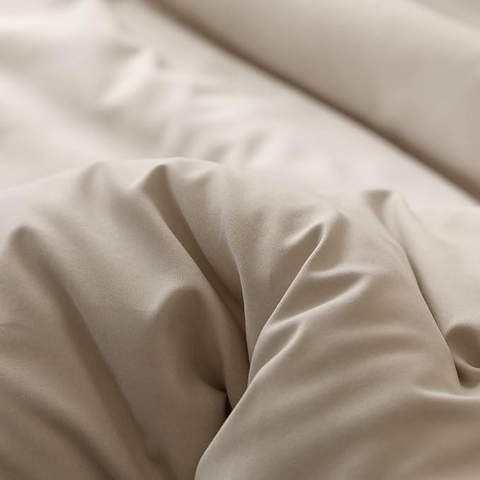 ROSGONIA Queen Comforter Set Oatmeal, 3pcs(1 Boho Oatmeal Comforter & 2 Pillowcases) All Season Soft Bedding Lightweight Bedspread Blanket Quilt