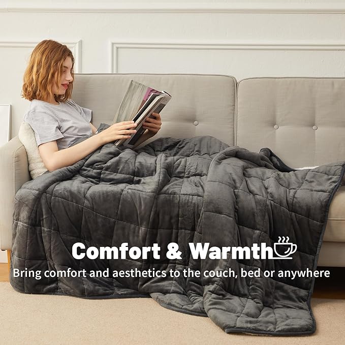 Weighted Blanket 10 lbs 48x72 inches, Sherpa Fleece Throw Blanket for Couch Sofa, Plush Thick and Warm Blanket for Adults, Fuzzy Fluffy Soft Cozy Heavy Blanket Twin Size Bed