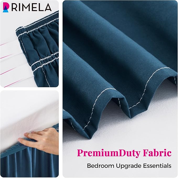 RIMELA Dark Teal Bed Skirt King Size 18 Inch Drop, Wrap Around Elastic Bedskirt, Dust Ruffle for Adjustable Bed Base Machine Washable Easy to Install Bed Skirts