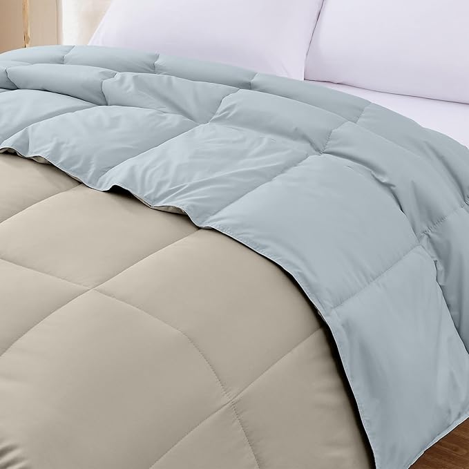Modern Threads Down Alternative Reversible Comforter Beige/Light Blue Queen