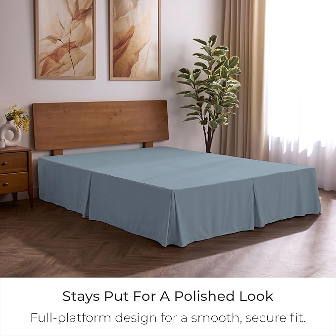 Mellanni Bed Skirt Queen Size - Bed Skirting - 15-Inch Tailored Drop Pleated Dust Ruffle - Hotel Luxury Bedding - Wrinkle, Fade, Stain Resistant - 1 Bedskirt (Queen, Blue Hydrangea)