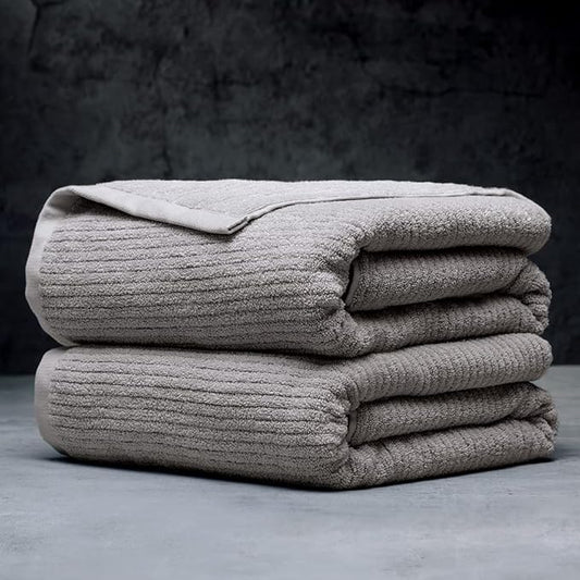LUXOME Luxury Performance 2-Piece Bath Sheet Set | Oversized for 50% More Coverage | Highly Absorbent | 36" W x 70" L | Oyster (Tan)