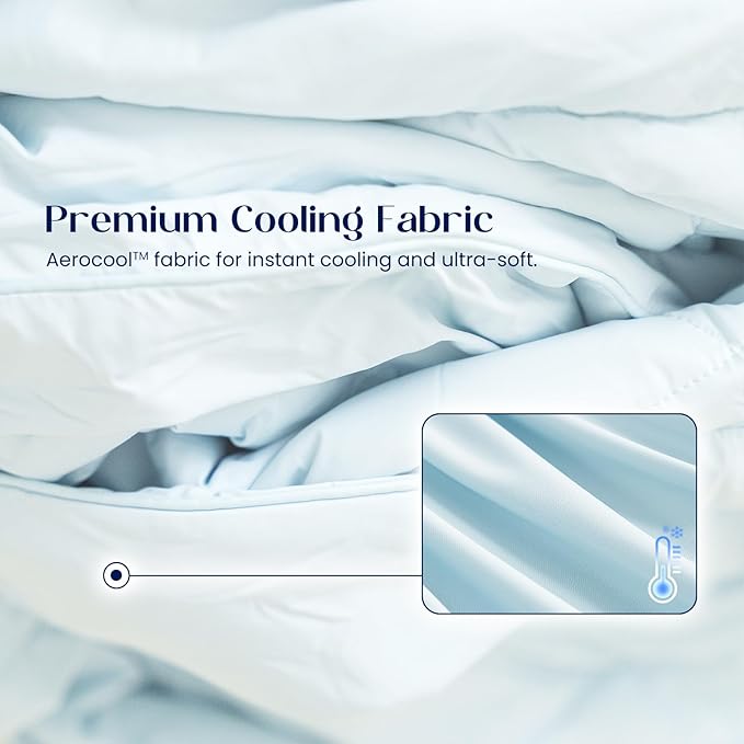 Dream Valley® Outlast® Deepsleep Cooling Comforter, Full/Queen Size, NASA-Grade Space Technology Cooling Blanket for Hot Sleepers Night Sweats, Q-Max > 0.45 Aerocool™ Breathable, Lavender Fog, 90"x90"