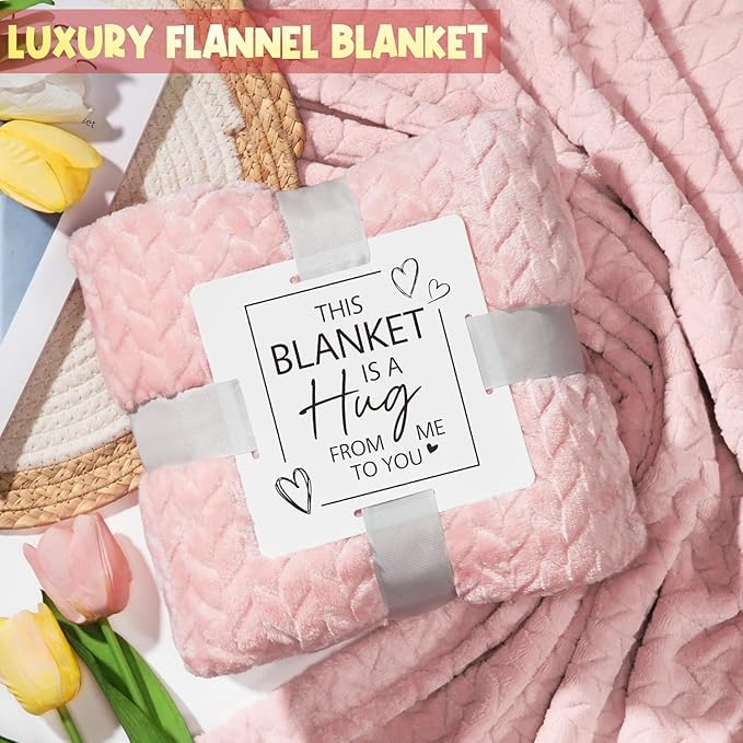 Birthday Gifts for Women Self Care Gifts Get Well Soon Basket Rose Relaxing Spa Gift Care Package Luxurious Flannel Blanket Unique Christmas Gift for Mom Her Friend Sister Wife Grandma