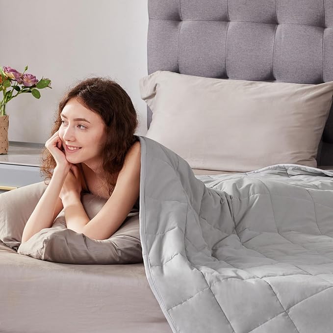 Weighted Blanket Queen Size (60"x80" 25lbs),Ultra Soft and Cozy Cooling Weighted Blanket Queen Size for Adult,Heavy Blanket with Machine Washable Soft Blanket, Stone Grey
