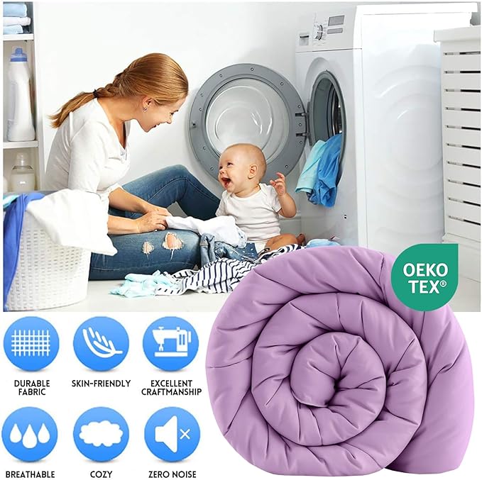 EASELAND Full Size Down Alternative Comforter - Quilted Duvet Insert for All Seasons, Soft Lightweight with Corner Tabs, Summer Winter Warm Bedding, Lavender 82×86 Inches