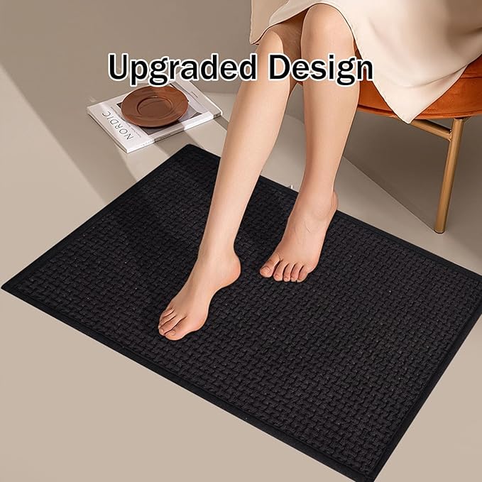 Bathroom Rugs Non Slip Washable, Super Absorbent Thin Bath Mat for Small Quick Dry Low Pile Bathroom Rug, (Black, 36″x24″)